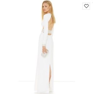 Rachel Zoe White backless Gown with rhinestone belt